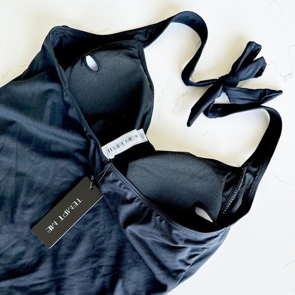 NWT Tempt Me Ruched Halter One Piece Swimsuit - Picture 10 of 12